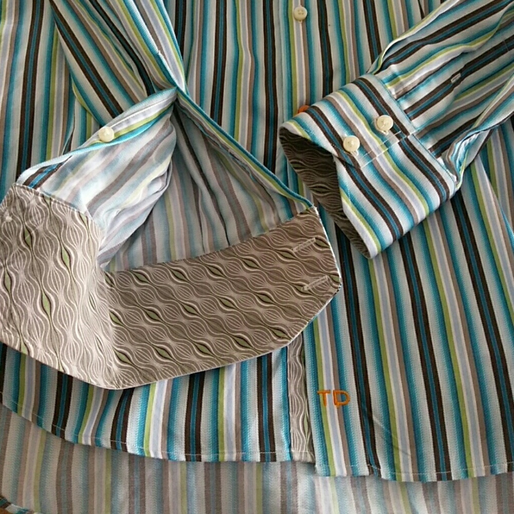 Thomas Dean Striped shirt with contrast cuff - Picture 5 of 6